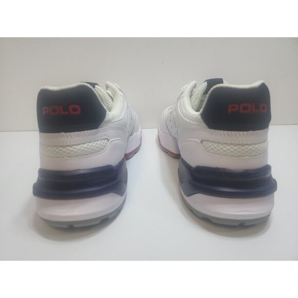 NEW POLO RALPH LAUREN JOGGER SNEAKER SHOE WHITE BLUE RED MSRP $138 MEN SIZE - 9 - Picture 6 of 8